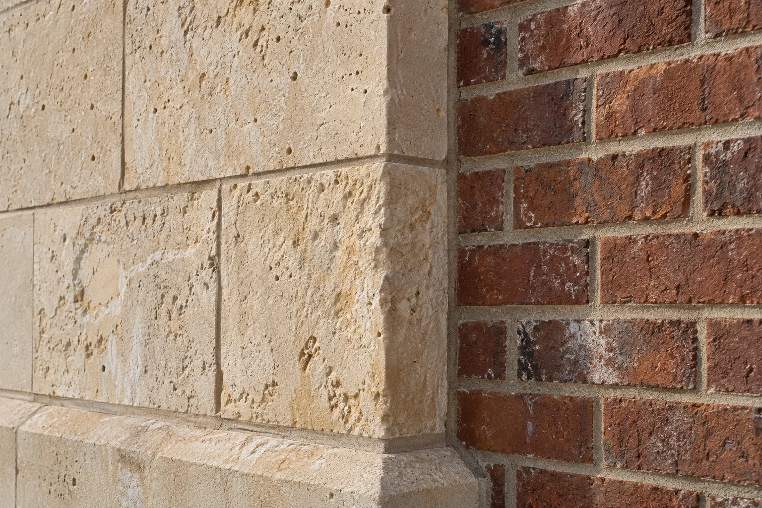 Concept illustration: brick, limestone, and mortar surface detail
